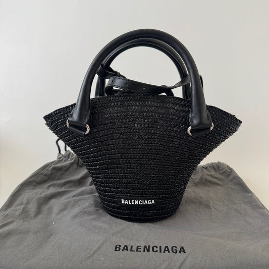 Balenciaga - Other - Woven raffia and leather - Black - (small)