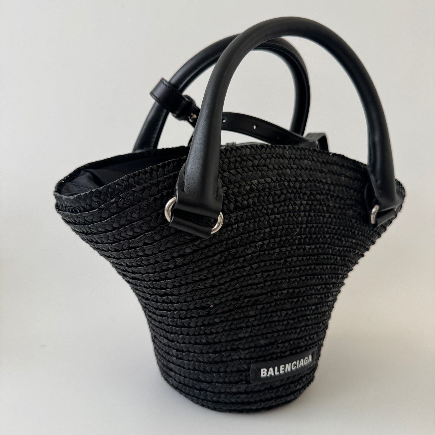 Balenciaga - Other - Woven raffia and leather - Black - (small)