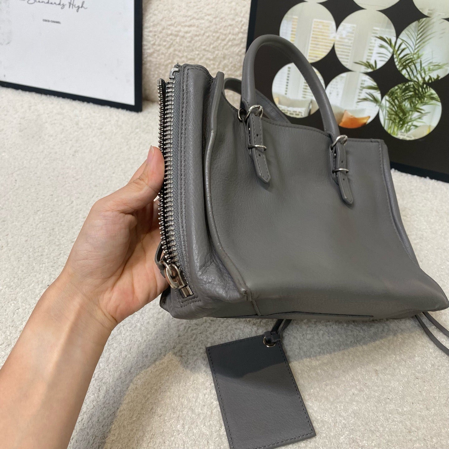 Balenciaga - Papier - Leather - Grey - (mini)