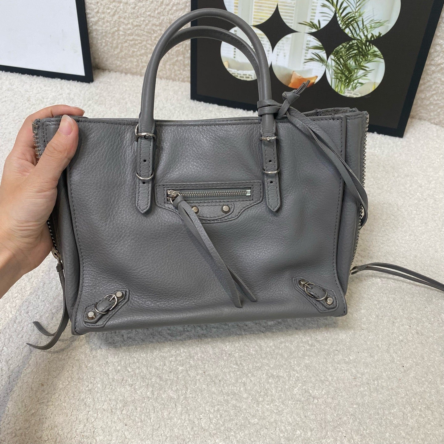 Balenciaga - Papier - Leather - Grey - (mini)