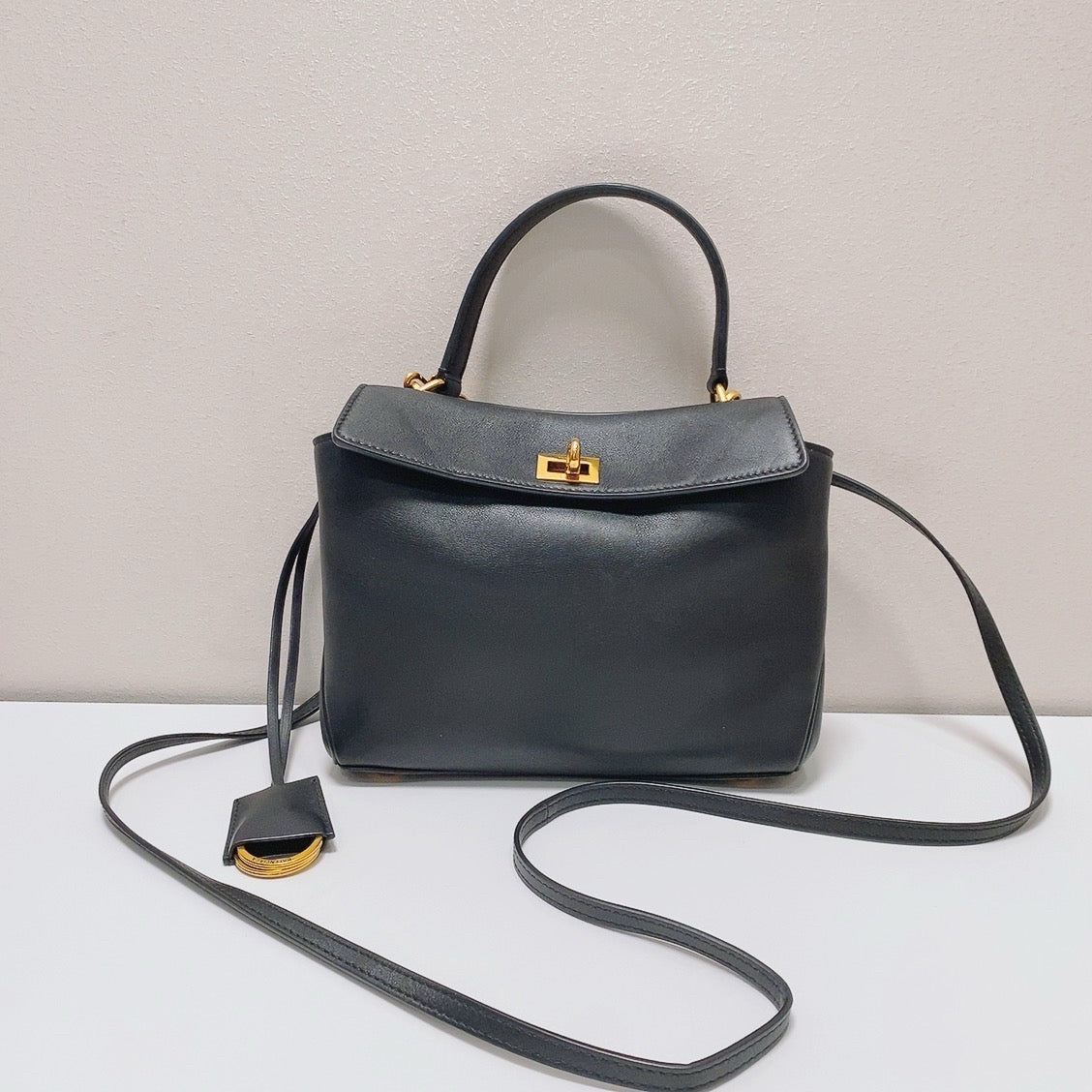 Balenciaga - Redo Small Top Handle Flap Bag - Leather - Black - (small)