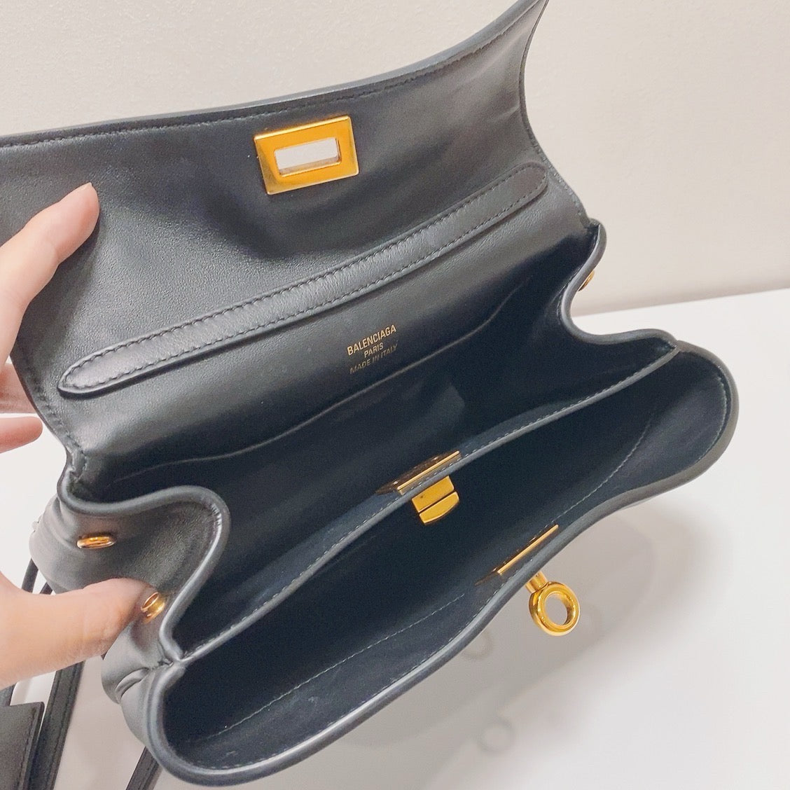 Balenciaga - Redo Small Top Handle Flap Bag - Leather - Black - (small)