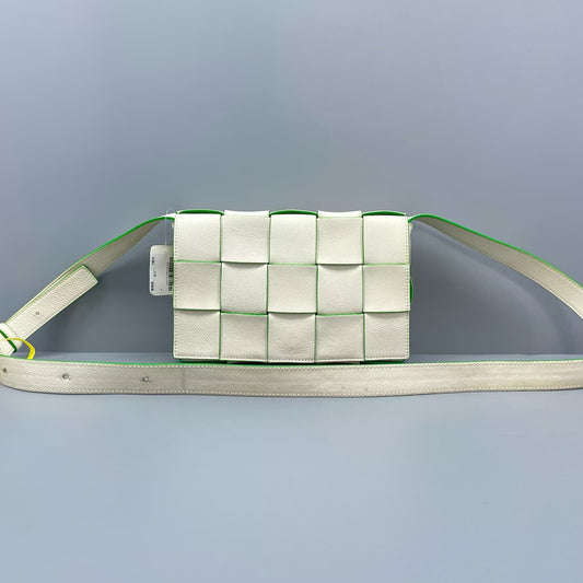 Bottega Veneta - Cassette Bag - Leather - White with Green Accents - (Mini)