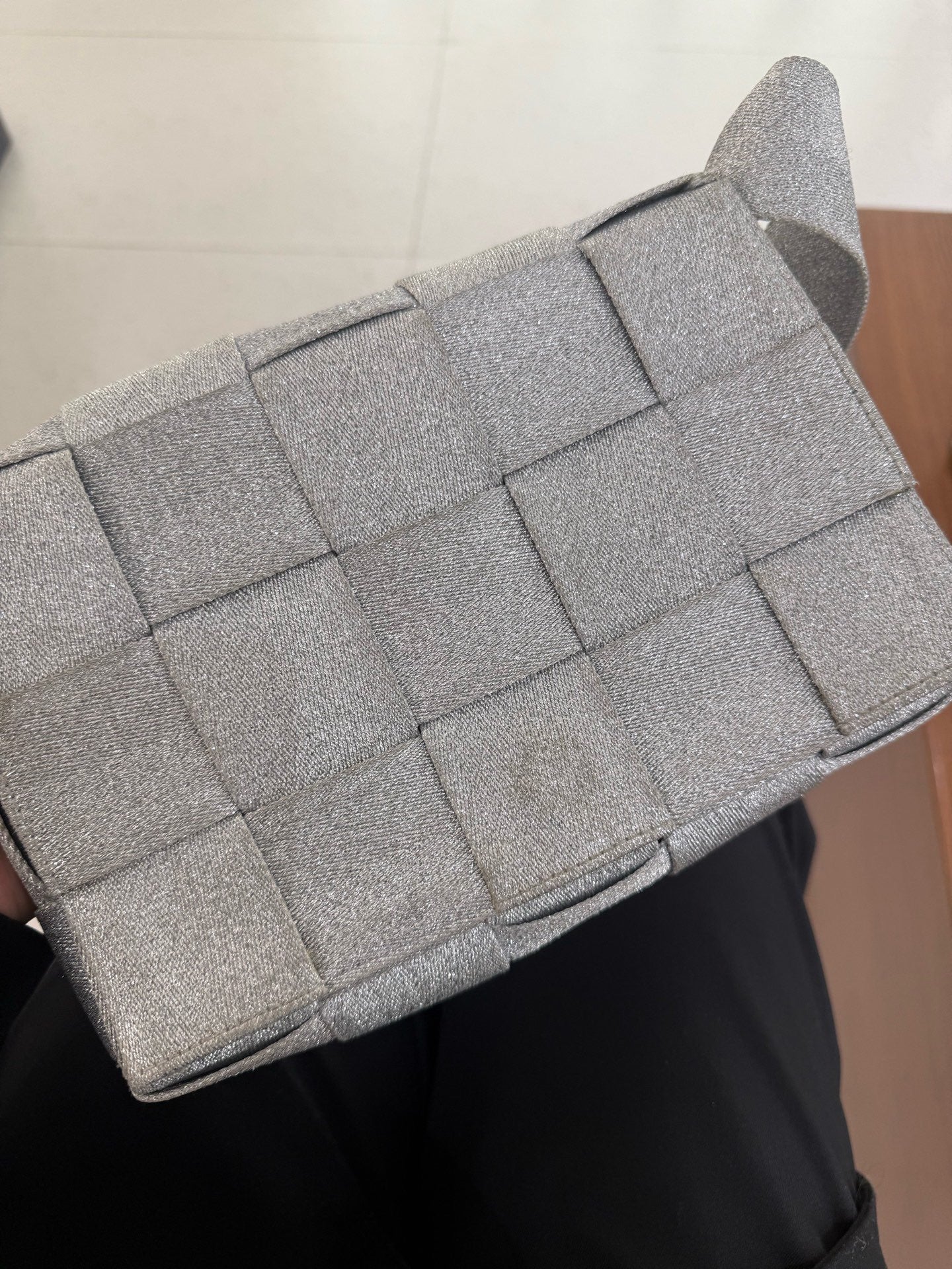 Bottega Veneta - Cassette - Glittering woven textile - Silver - (Medium)