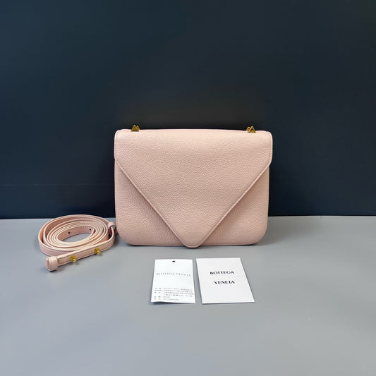 Bottega Veneta - Envelope Chunky Chain Bag - Grained leather - Pink with Gold-Tone Hardware - (small)