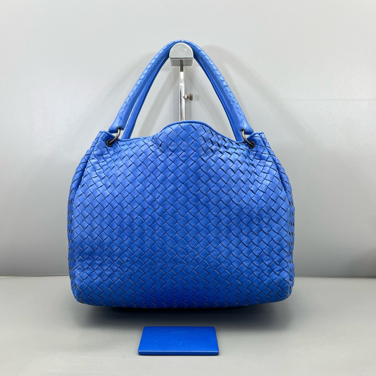 Bottega Veneta - Intrecciato Double Bridge Tote - Leather - Blue - (medium)