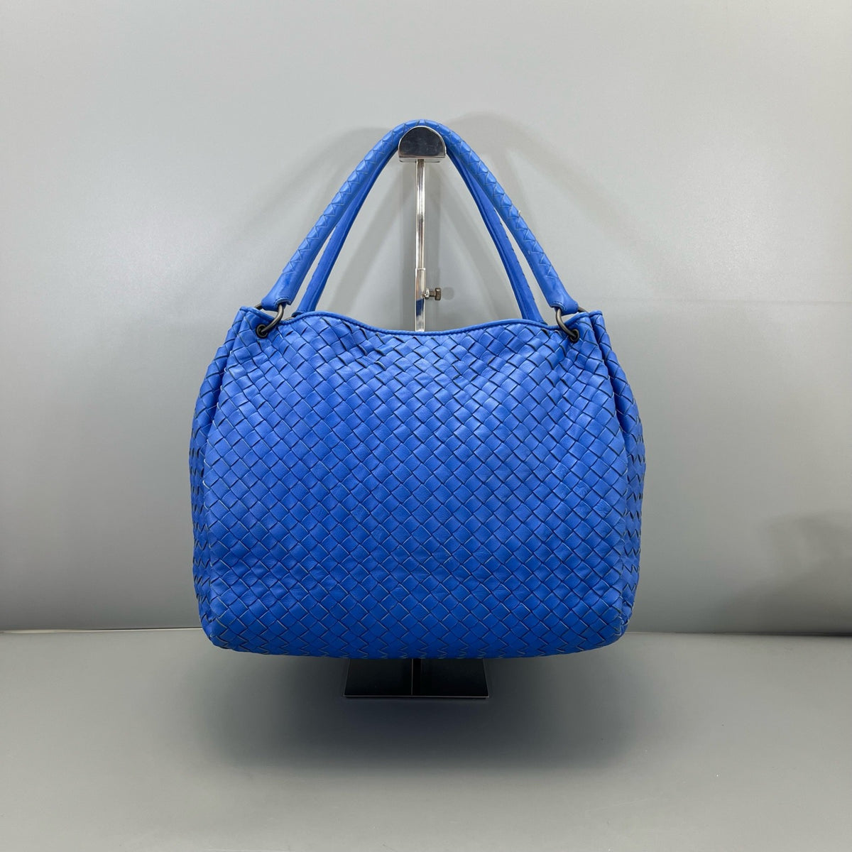 Bottega Veneta - Intrecciato Double Bridge Tote - Leather - Blue - (medium)