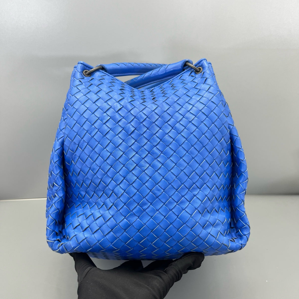 Bottega Veneta - Intrecciato Double Bridge Tote - Leather - Blue - (medium)