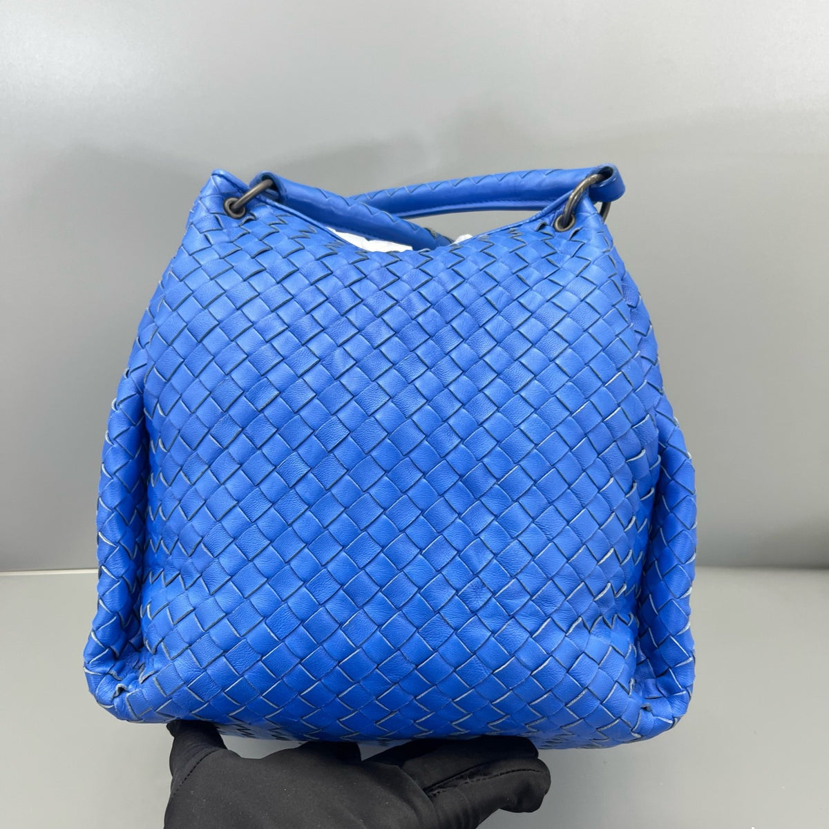 Bottega Veneta - Intrecciato Double Bridge Tote - Leather - Blue - (medium)