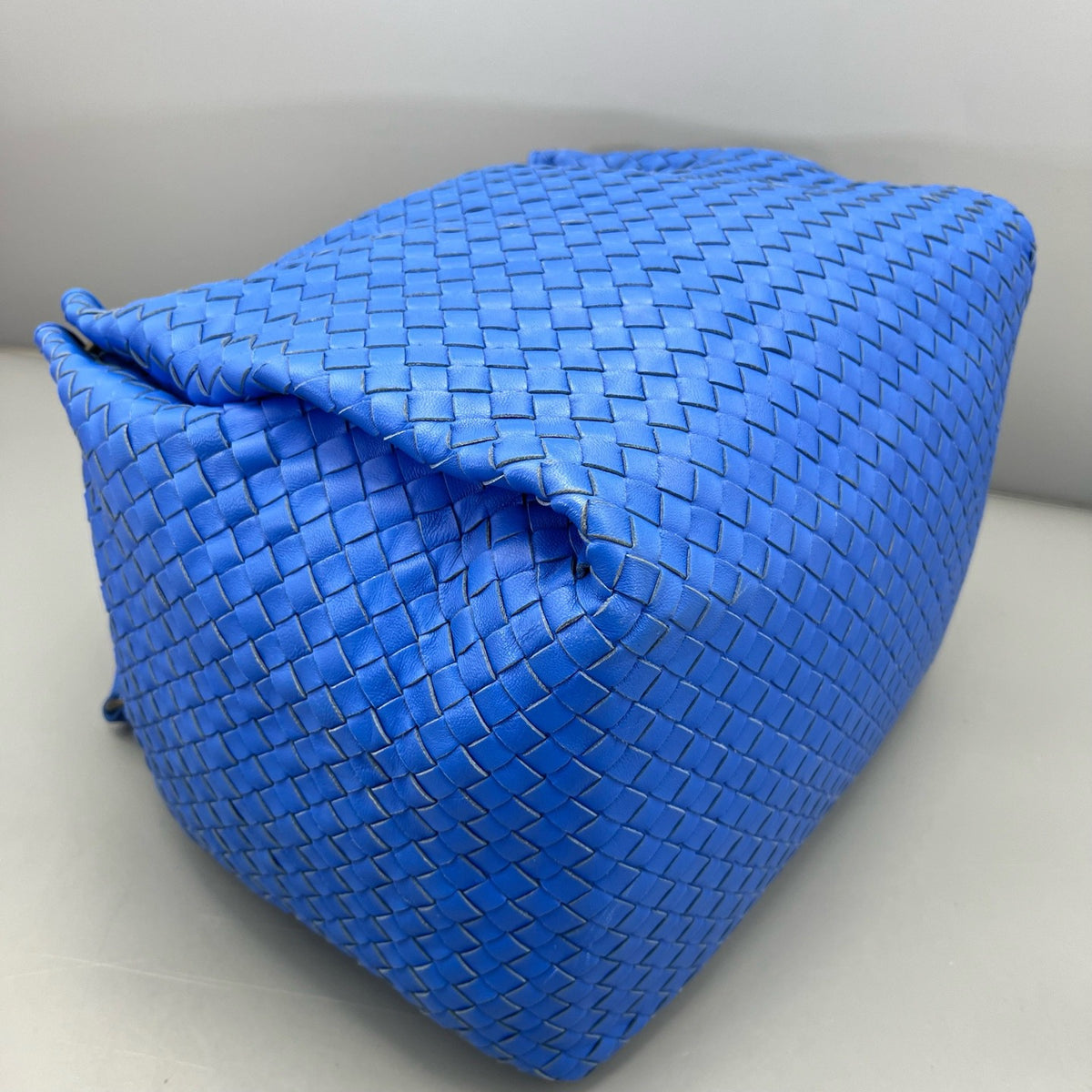 Bottega Veneta - Intrecciato Double Bridge Tote - Leather - Blue - (medium)