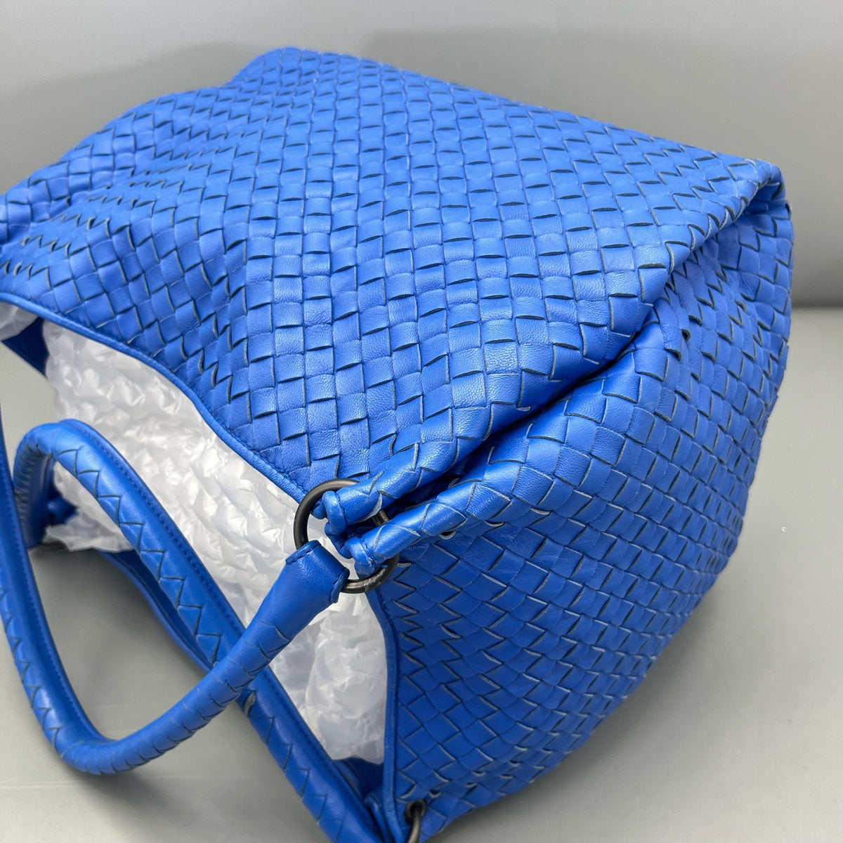 Bottega Veneta - Intrecciato Double Bridge Tote - Leather - Blue - (medium)