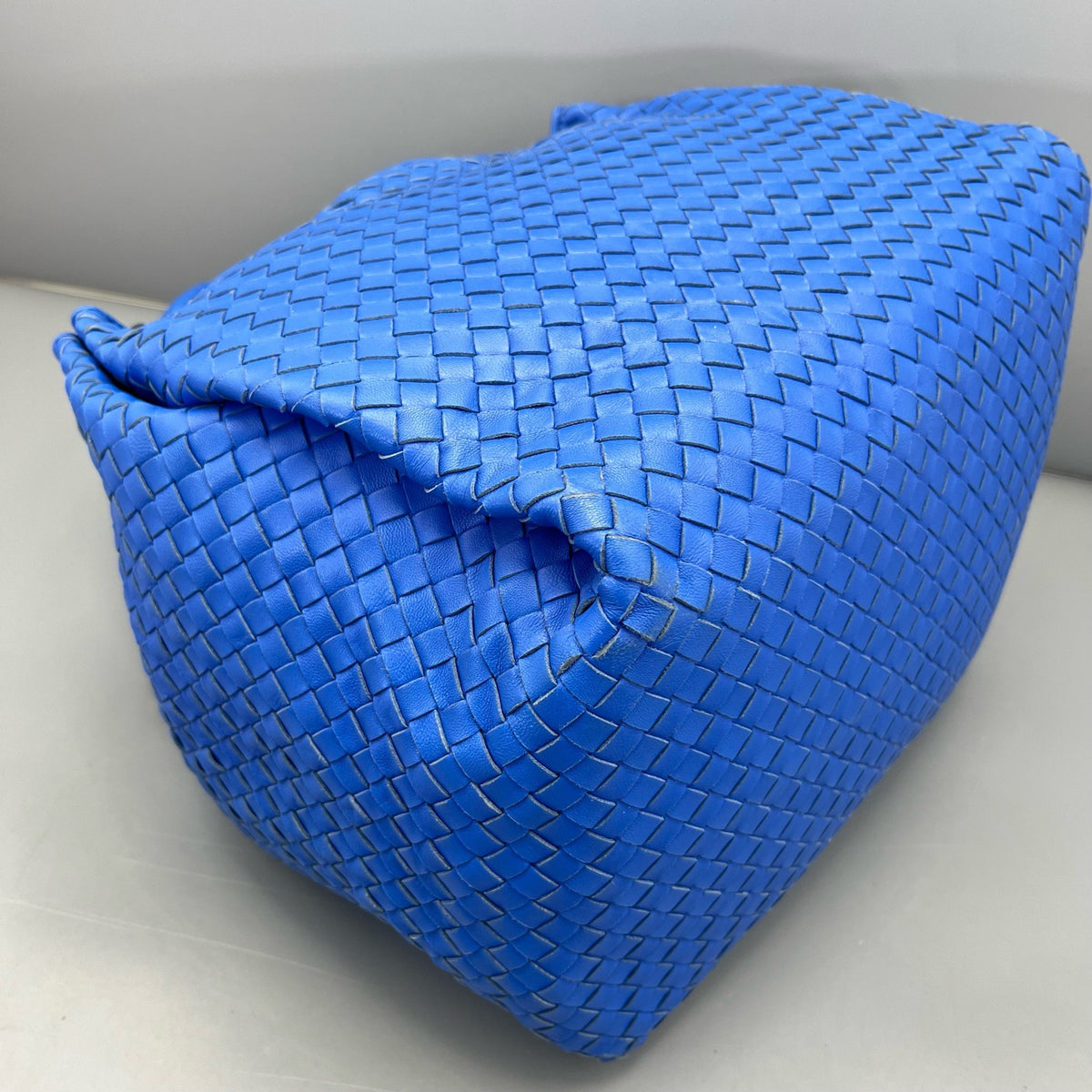 Bottega Veneta - Intrecciato Double Bridge Tote - Leather - Blue - (medium)