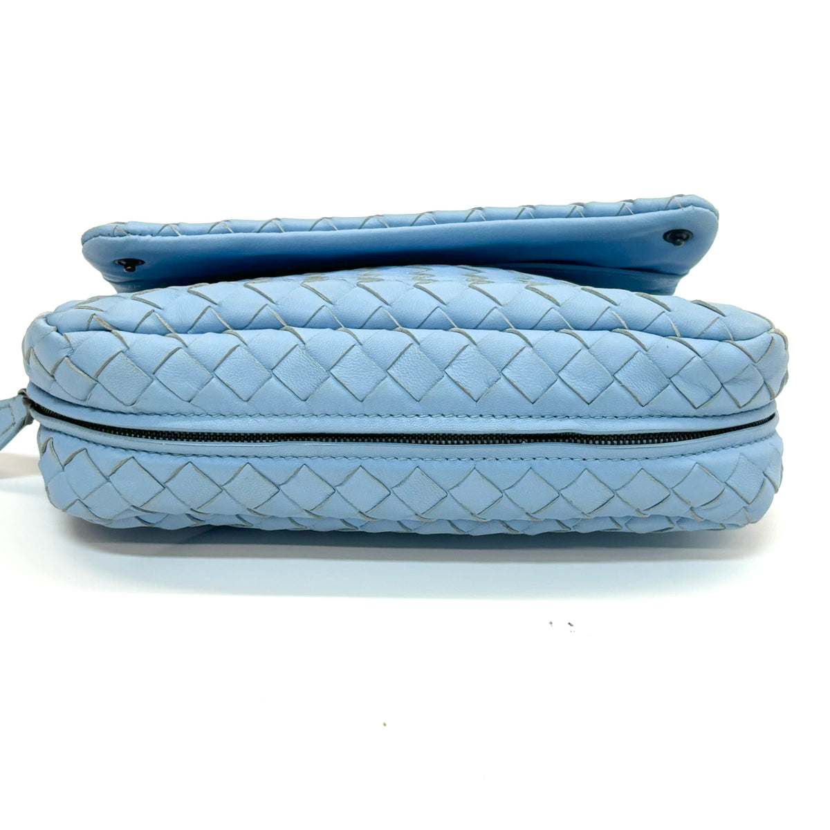 Bottega Veneta - Intrecciato Flap Chain Bag - Leather - Blue - (medium)