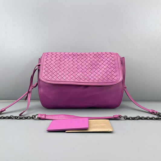 Bottega Veneta - Intrecciato Flap Crossbody - Leather - Purple - (Small)