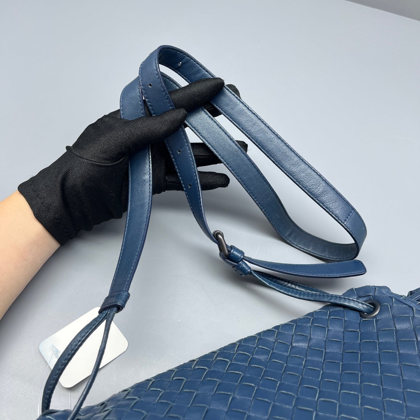 Bottega Veneta - Intrecciato Flap Drawstring Crossbody Bag - Leather - Blue - (small)