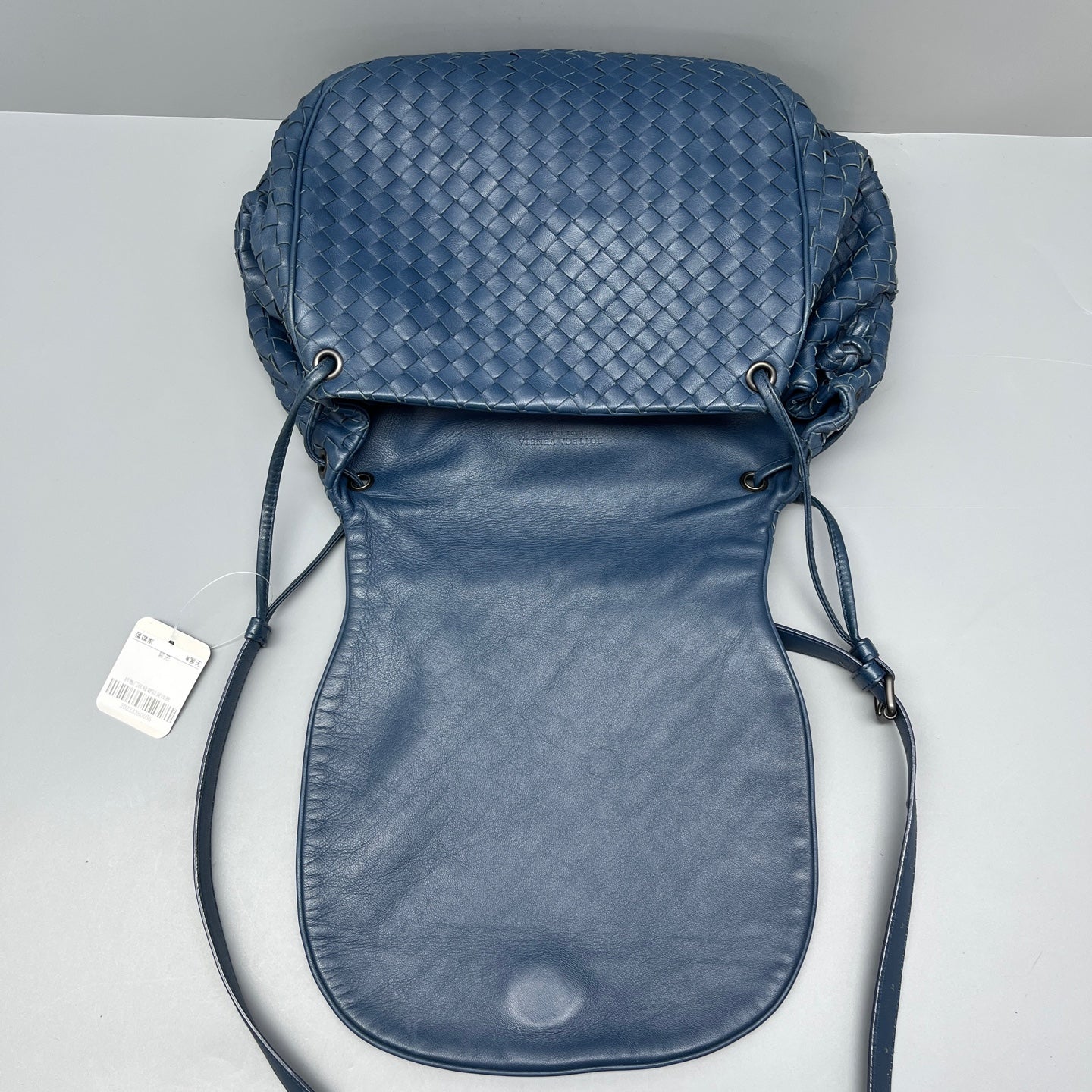 Bottega Veneta - Intrecciato Flap Drawstring Crossbody Bag - Leather - Blue - (small)