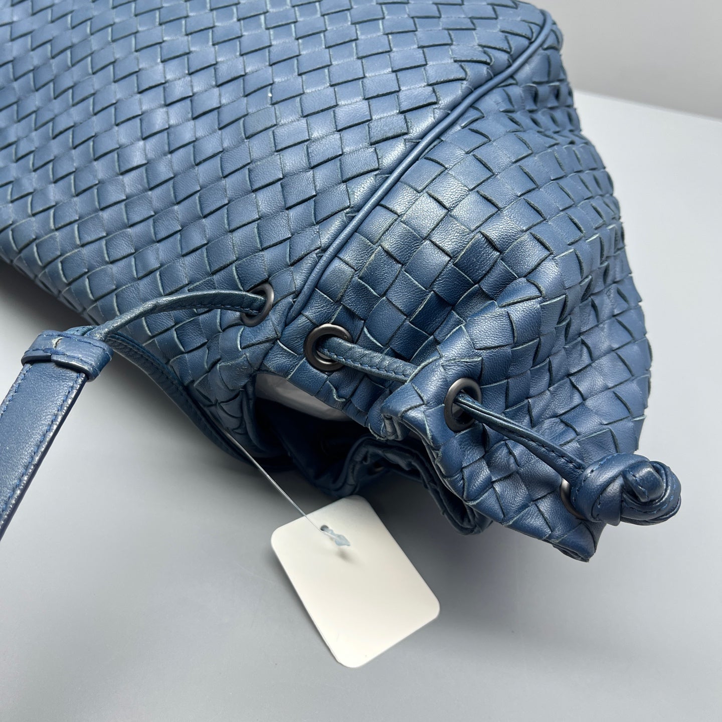 Bottega Veneta - Intrecciato Flap Drawstring Crossbody Bag - Leather - Blue - (small)