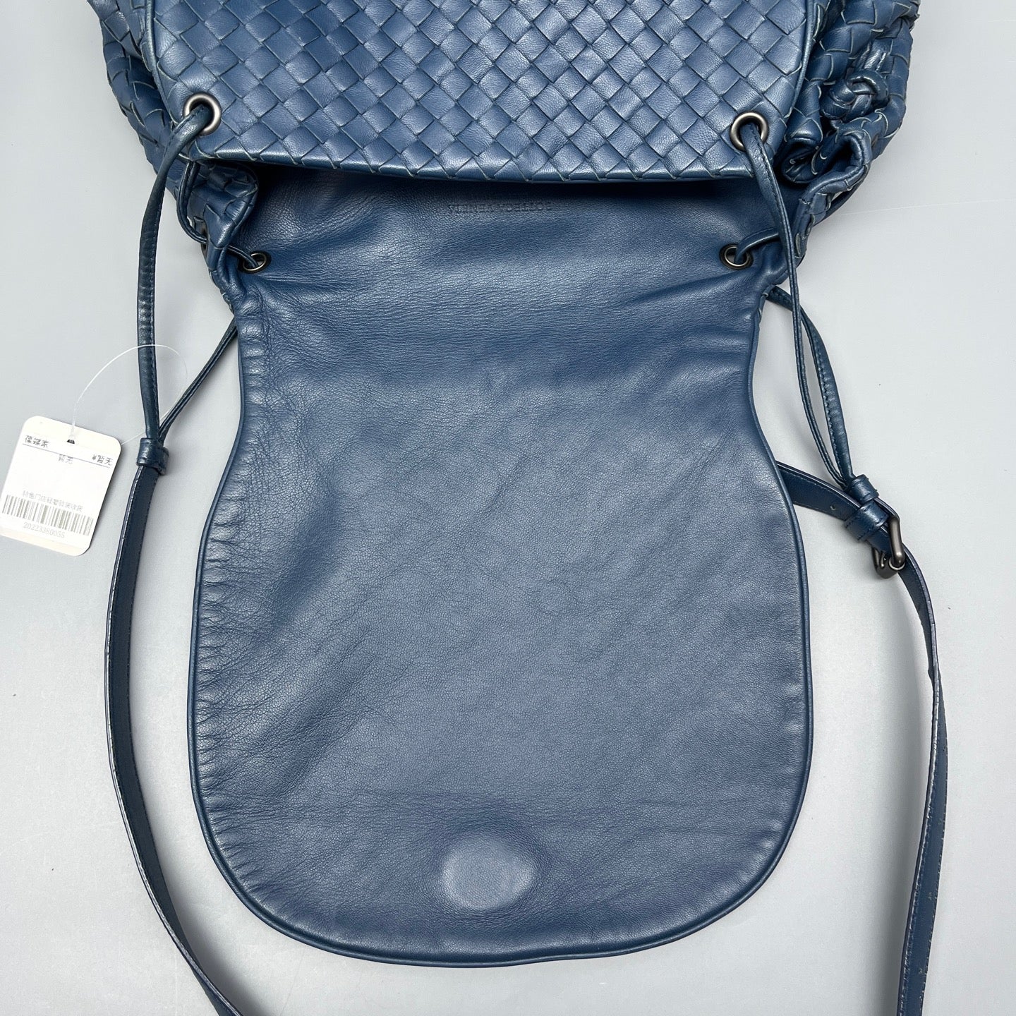Bottega Veneta - Intrecciato Flap Drawstring Crossbody Bag - Leather - Blue - (small)