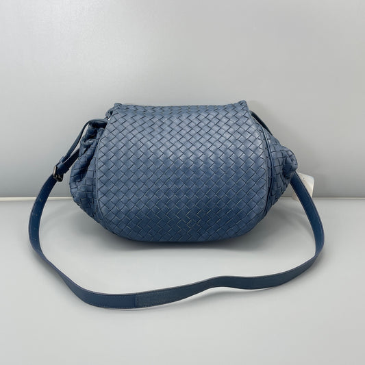 Bottega Veneta - Intrecciato Flap Drawstring Crossbody Bag - Leather - Blue - (small)