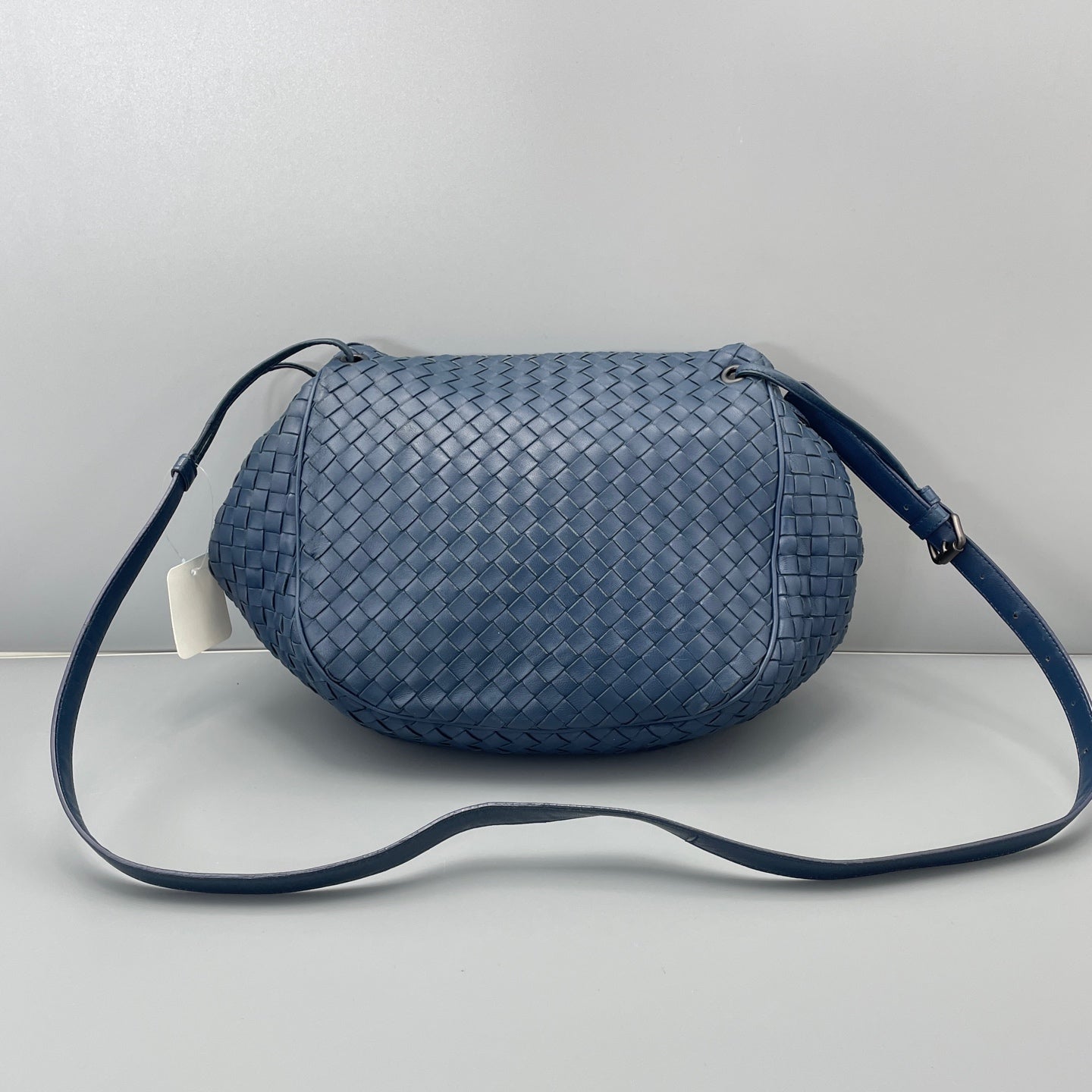 Bottega Veneta - Intrecciato Flap Drawstring Crossbody Bag - Leather - Blue - (small)