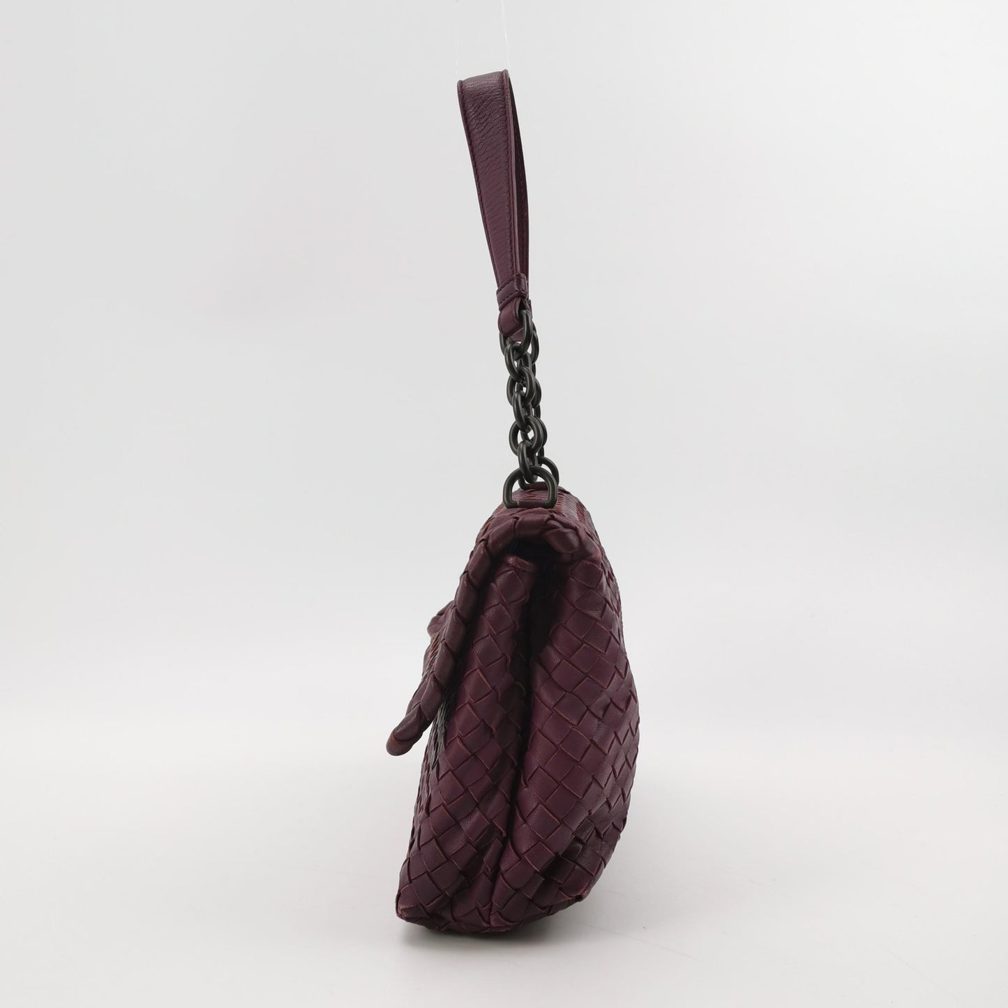 Bottega Veneta - Intrecciato Flap Shoulder Bag - Leather - Plum - (medium)