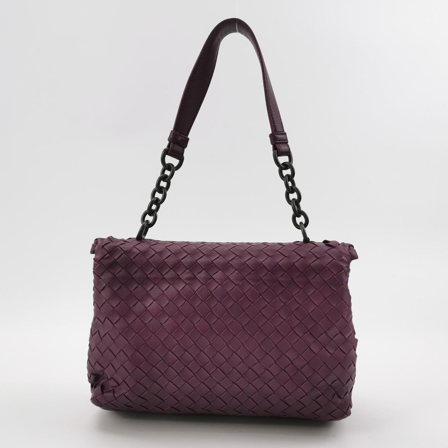 Bottega Veneta - Intrecciato Flap Shoulder Bag - Leather - Plum - (medium)