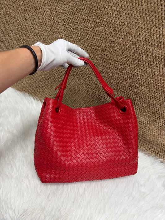 Bottega Veneta - Intrecciato Hobo Bag - Leather - Red - (medium)