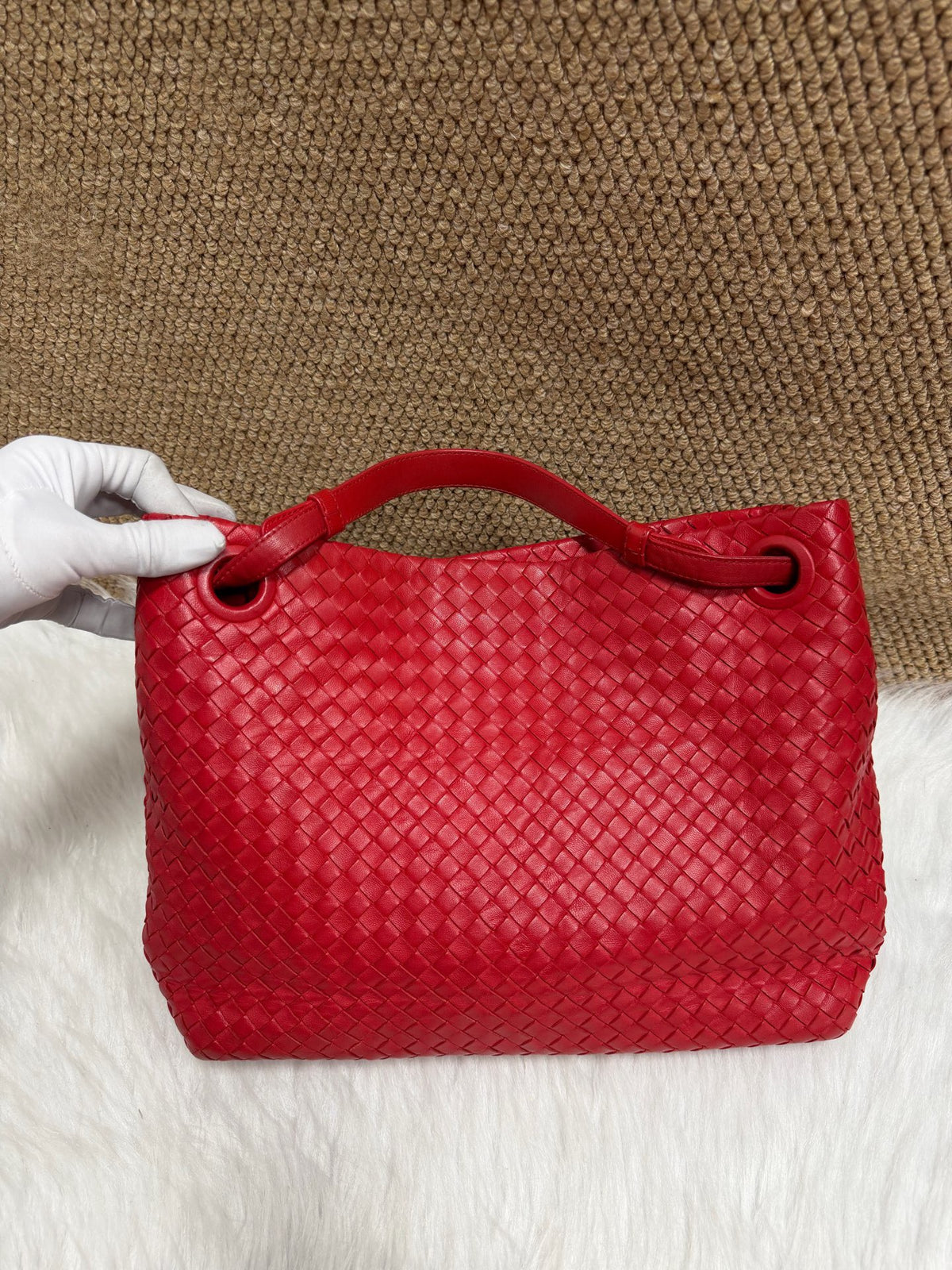 Bottega Veneta - Intrecciato Hobo Bag - Leather - Red - (medium)