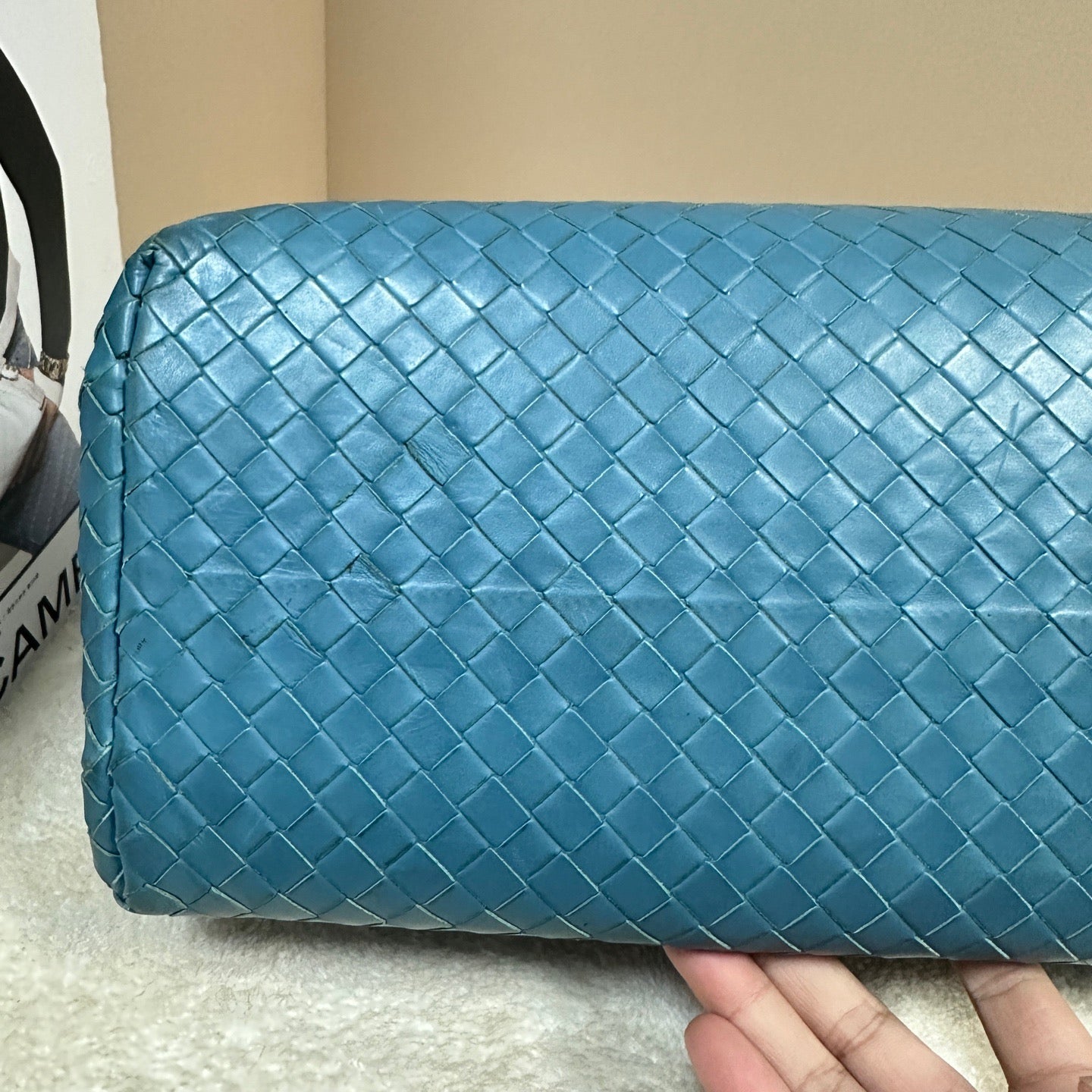 Bottega Veneta - Intrecciato Top Handle Satchel - Leather - Blue - (Medium)