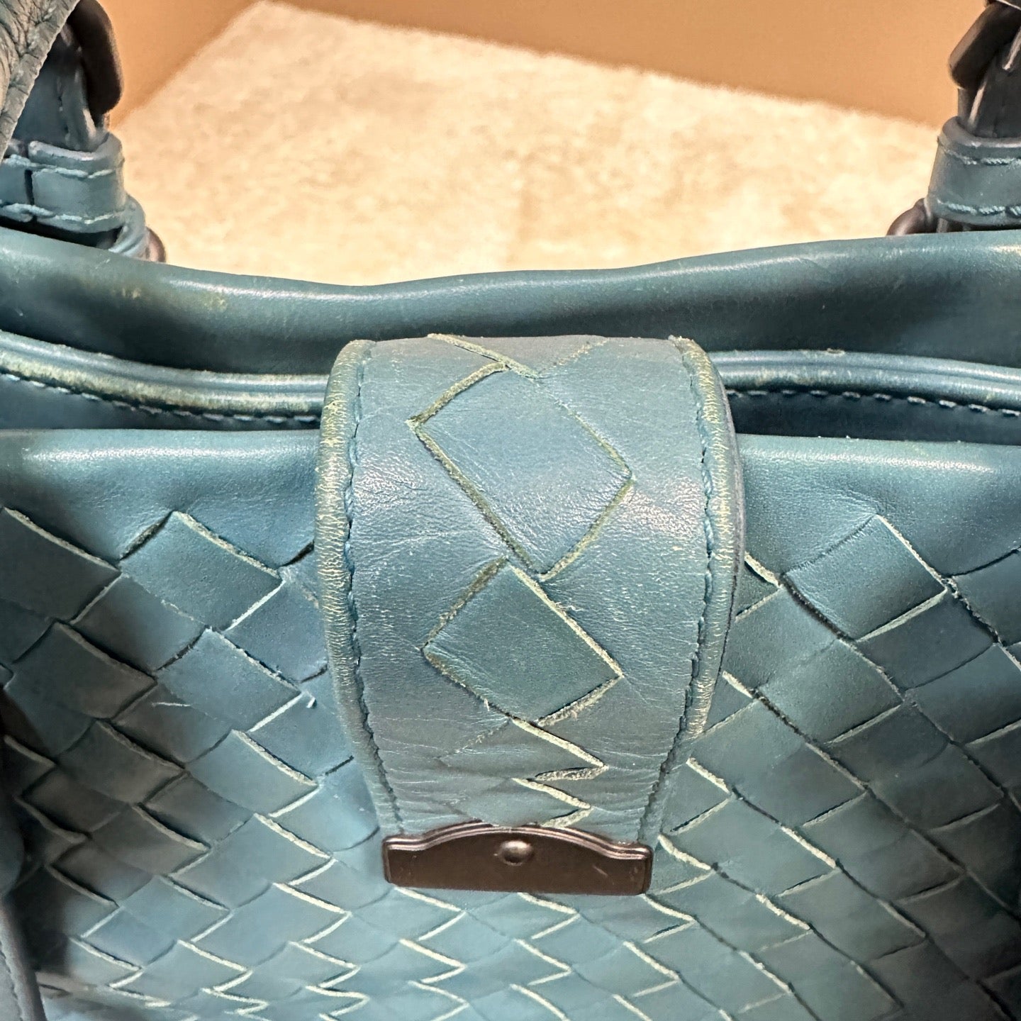 Bottega Veneta - Intrecciato Top Handle Satchel - Leather - Blue - (Medium)