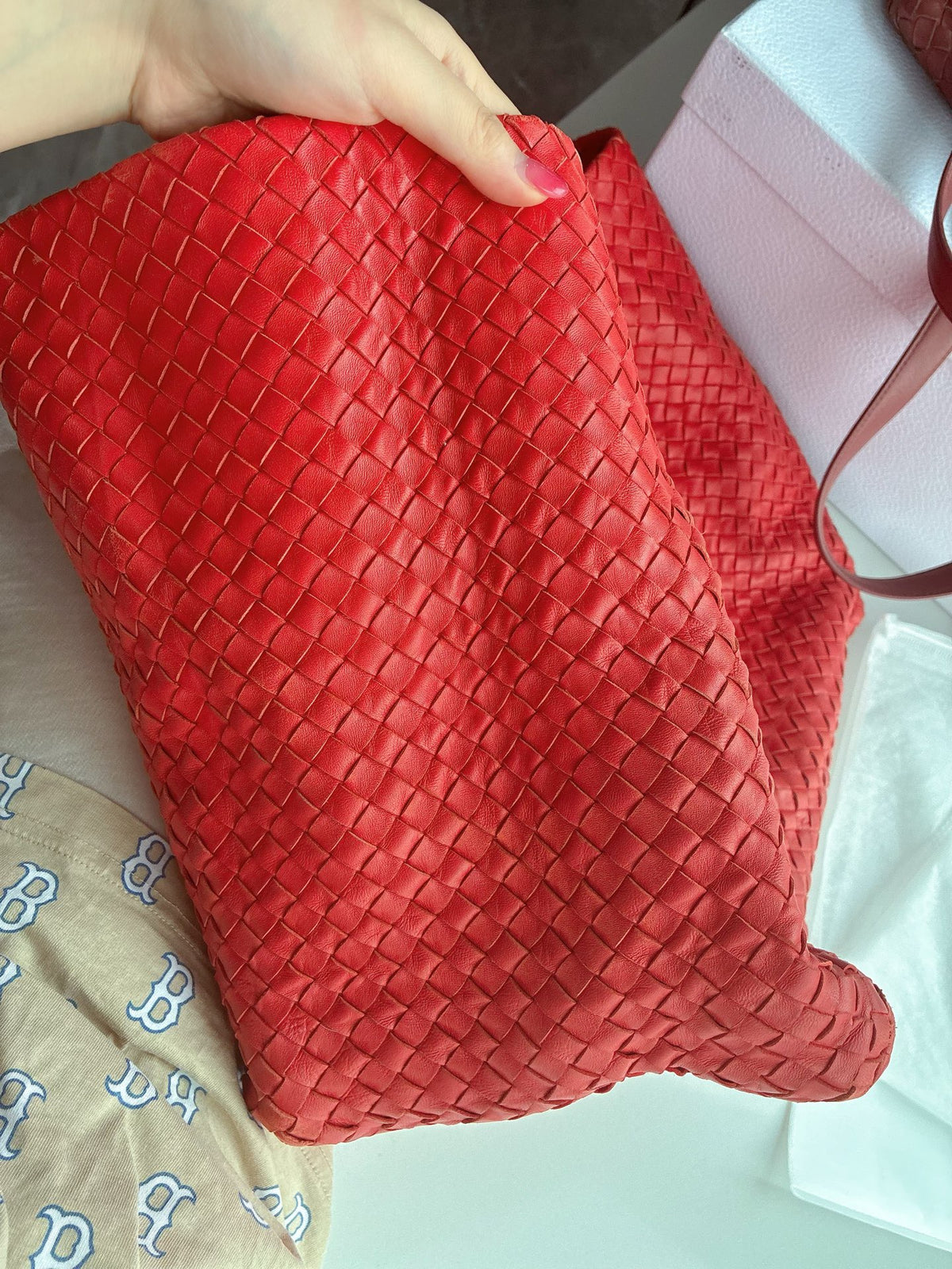 Bottega Veneta - Intrecciato Tote - Leather - Red - (large)