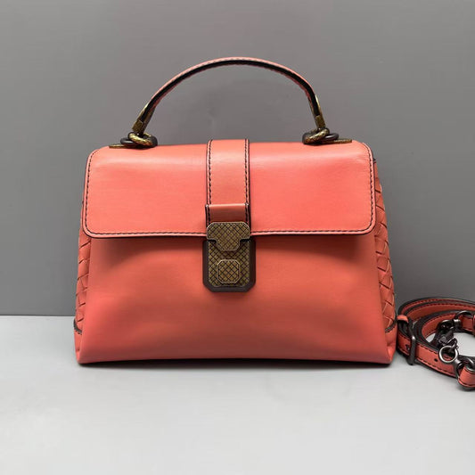 Bottega Veneta - Piazza Messenger Bag - Leather - Coral Pink with Darkened Brass Hardware - (Medium)