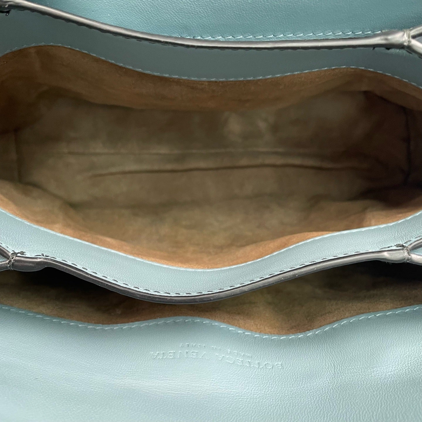 Bottega Veneta - Piazza - Smooth leather - Light Blue and Dark Teal Color-blocked - (small)
