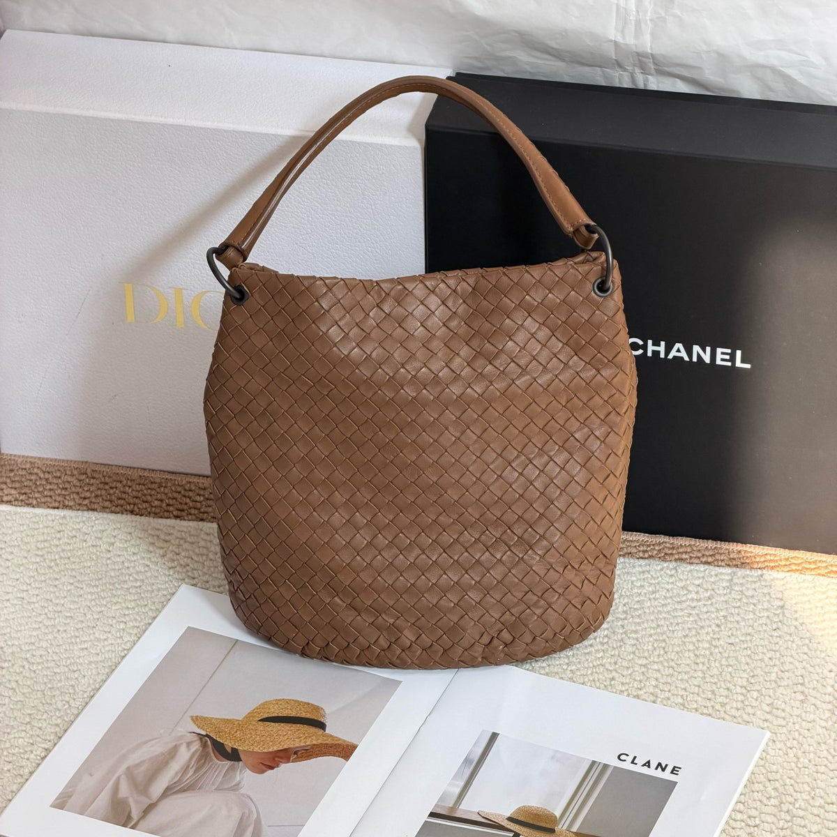 Bottega Veneta - Woven Bucket Bag - Leather - Brown - (small)