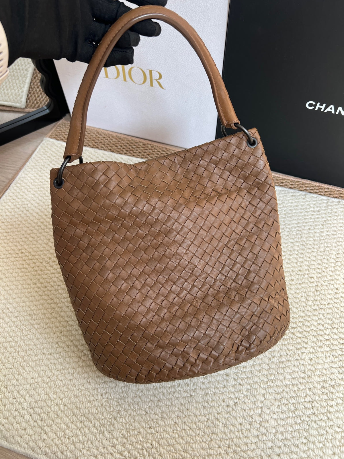 Bottega Veneta - Woven Bucket Bag - Leather - Brown - (small)