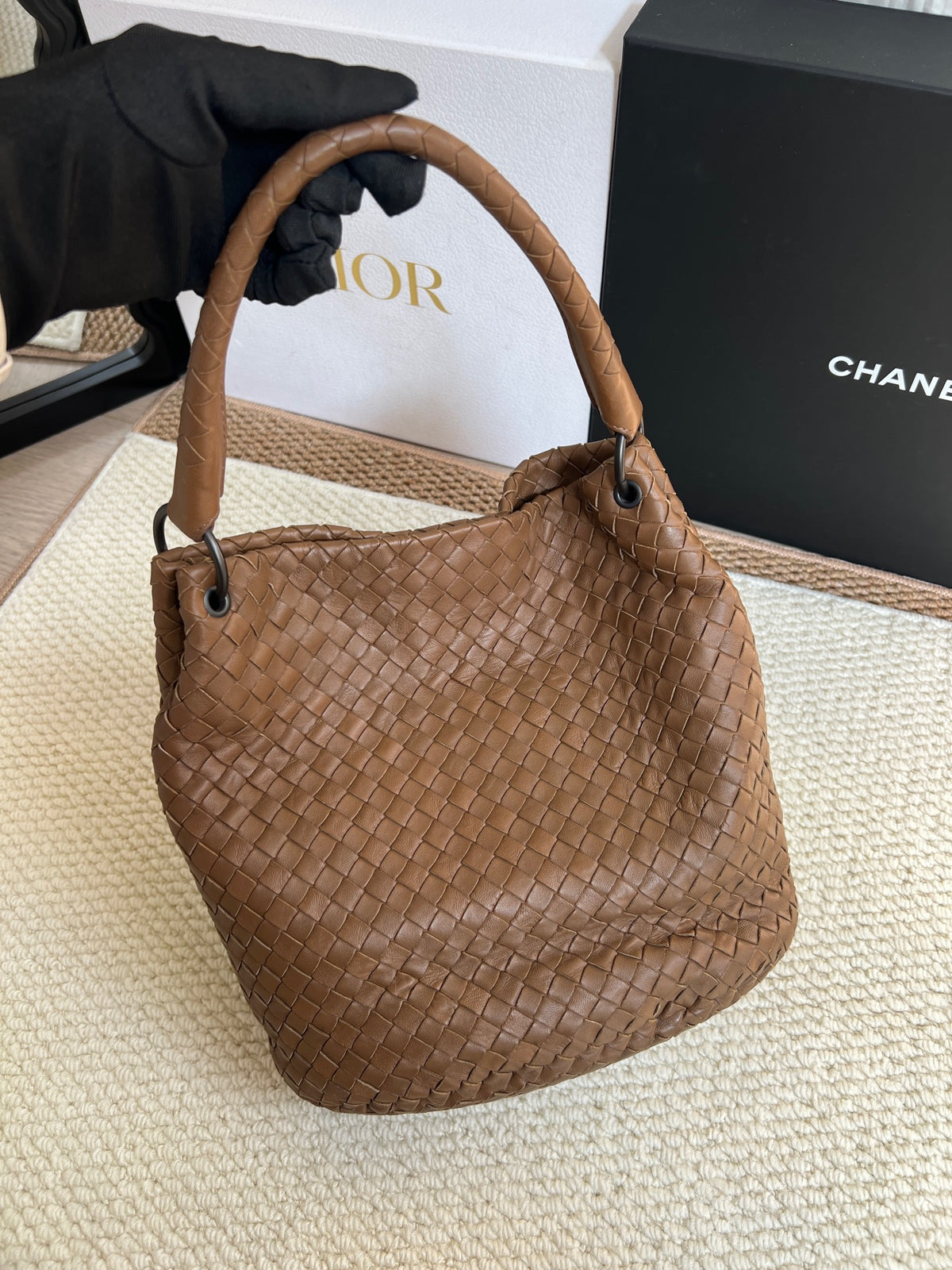 Bottega Veneta - Woven Bucket Bag - Leather - Brown - (small)