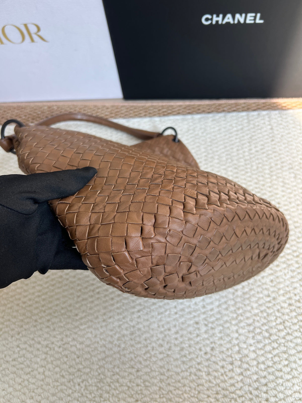 Bottega Veneta - Woven Bucket Bag - Leather - Brown - (small)