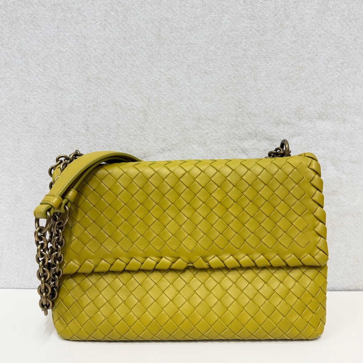 Bottega Veneta - Woven Chain Shoulder Bag - Leather - Green - (small)