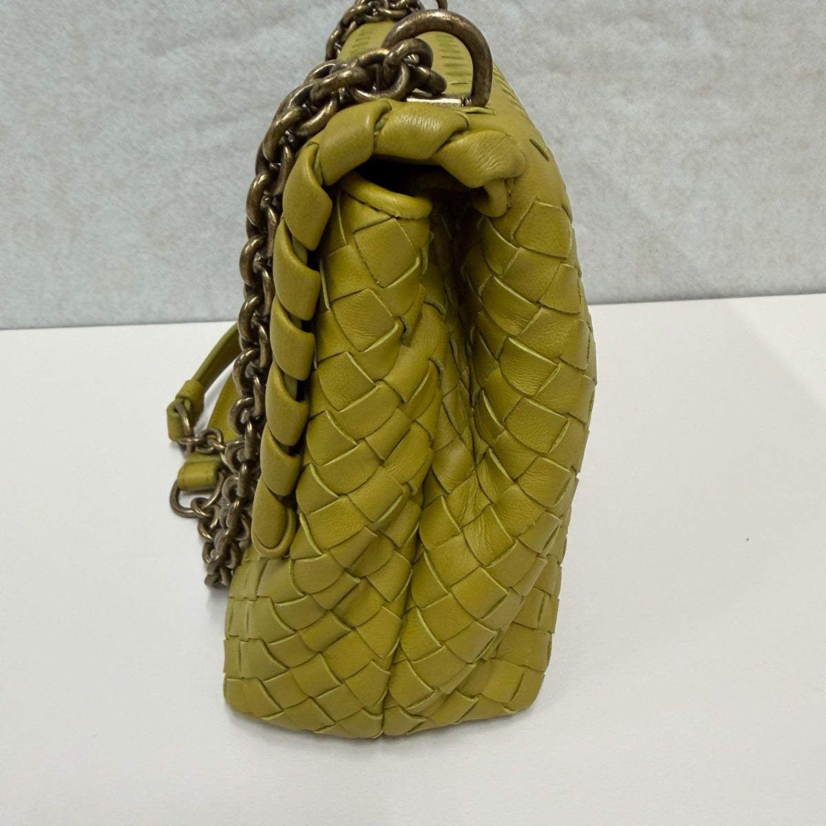 Bottega Veneta - Woven Chain Shoulder Bag - Leather - Green - (small)