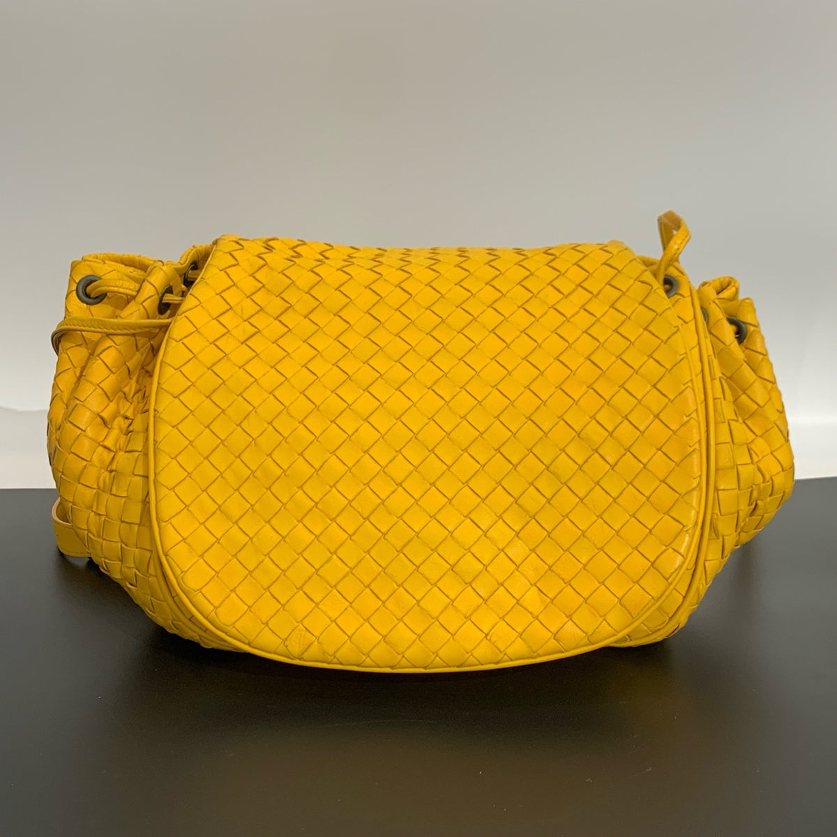 Bottega Veneta - Woven Drawstring Crossbody Bag - Leather - Yellow - (Small)