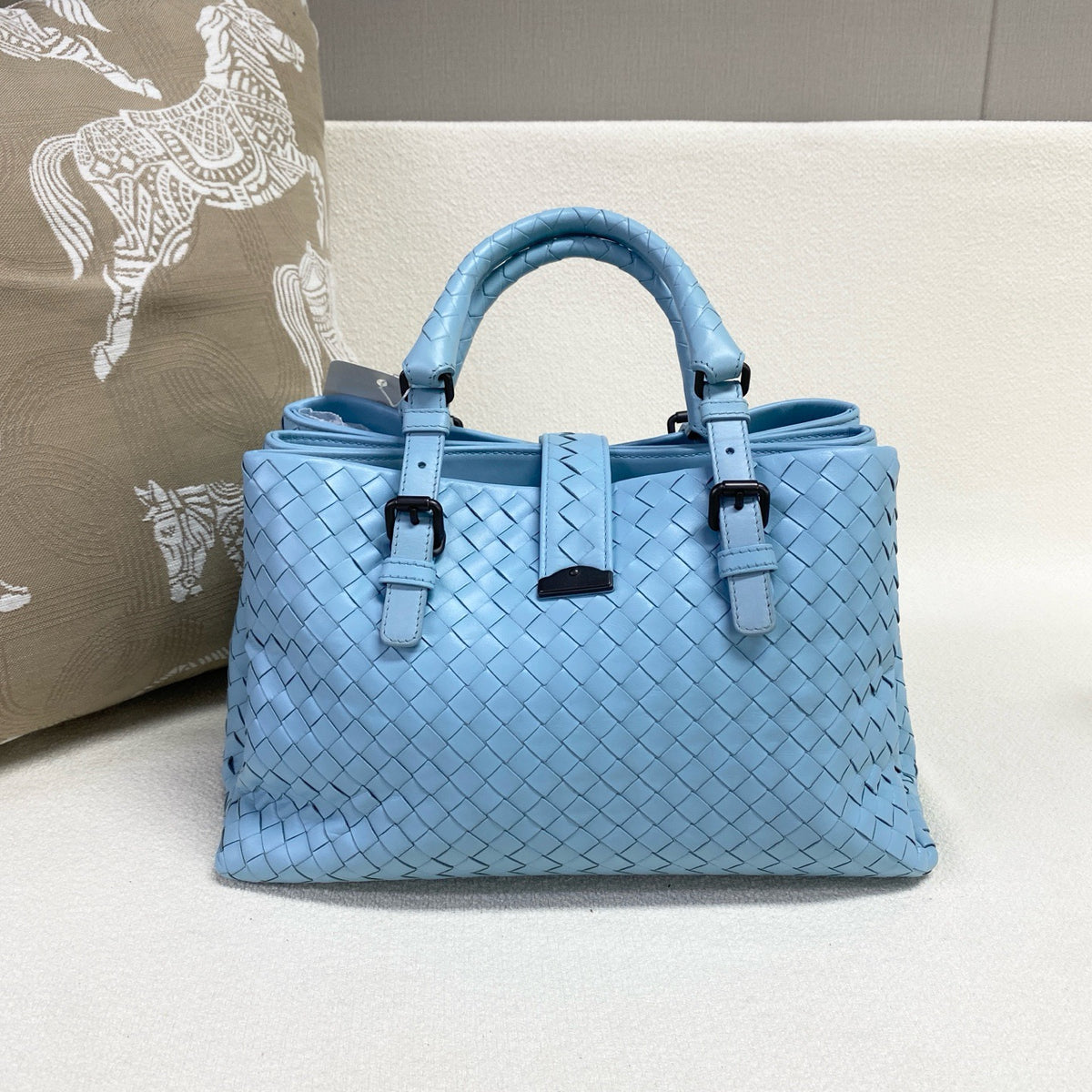 Bottega Veneta - Woven Tote Bag - Leather - Blue - (Medium)