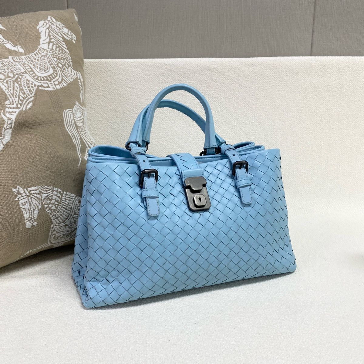 Bottega Veneta - Woven Tote Bag - Leather - Blue - (Medium)