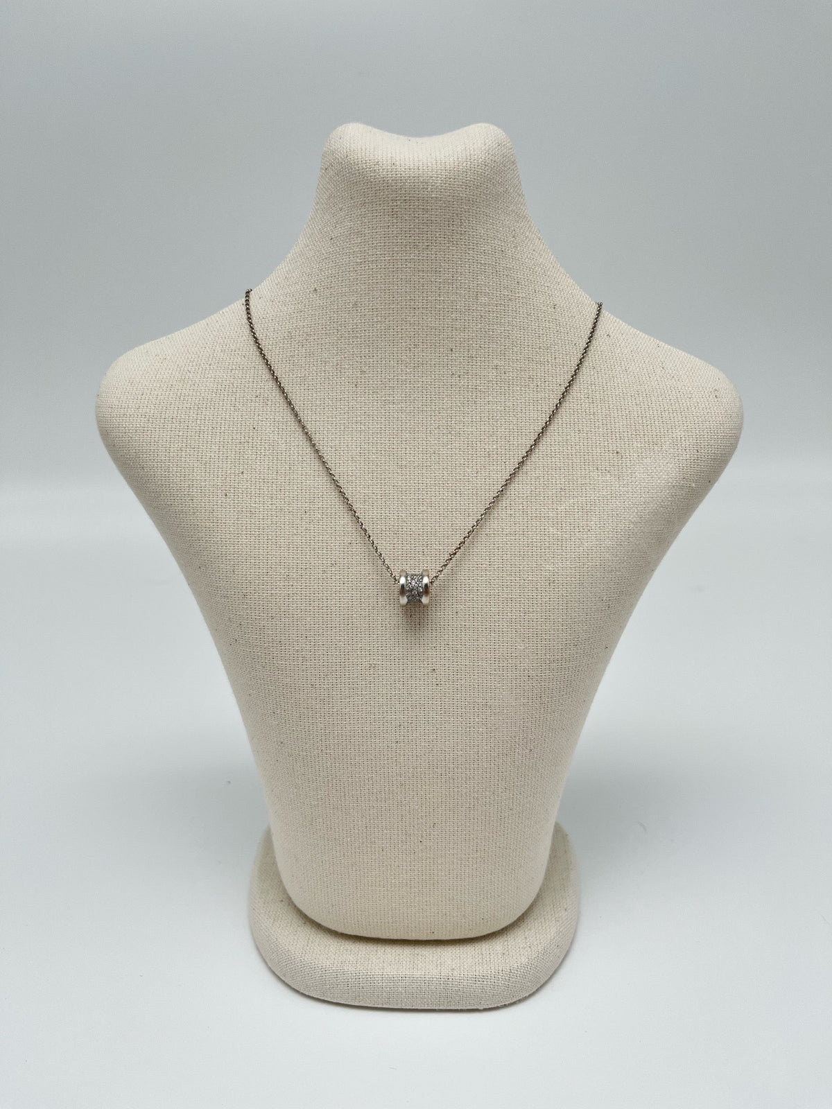 Bulgari - B.zero1 Medium-long - 18k white gold with diamond-set pendant - Silver - (Medium-long)
