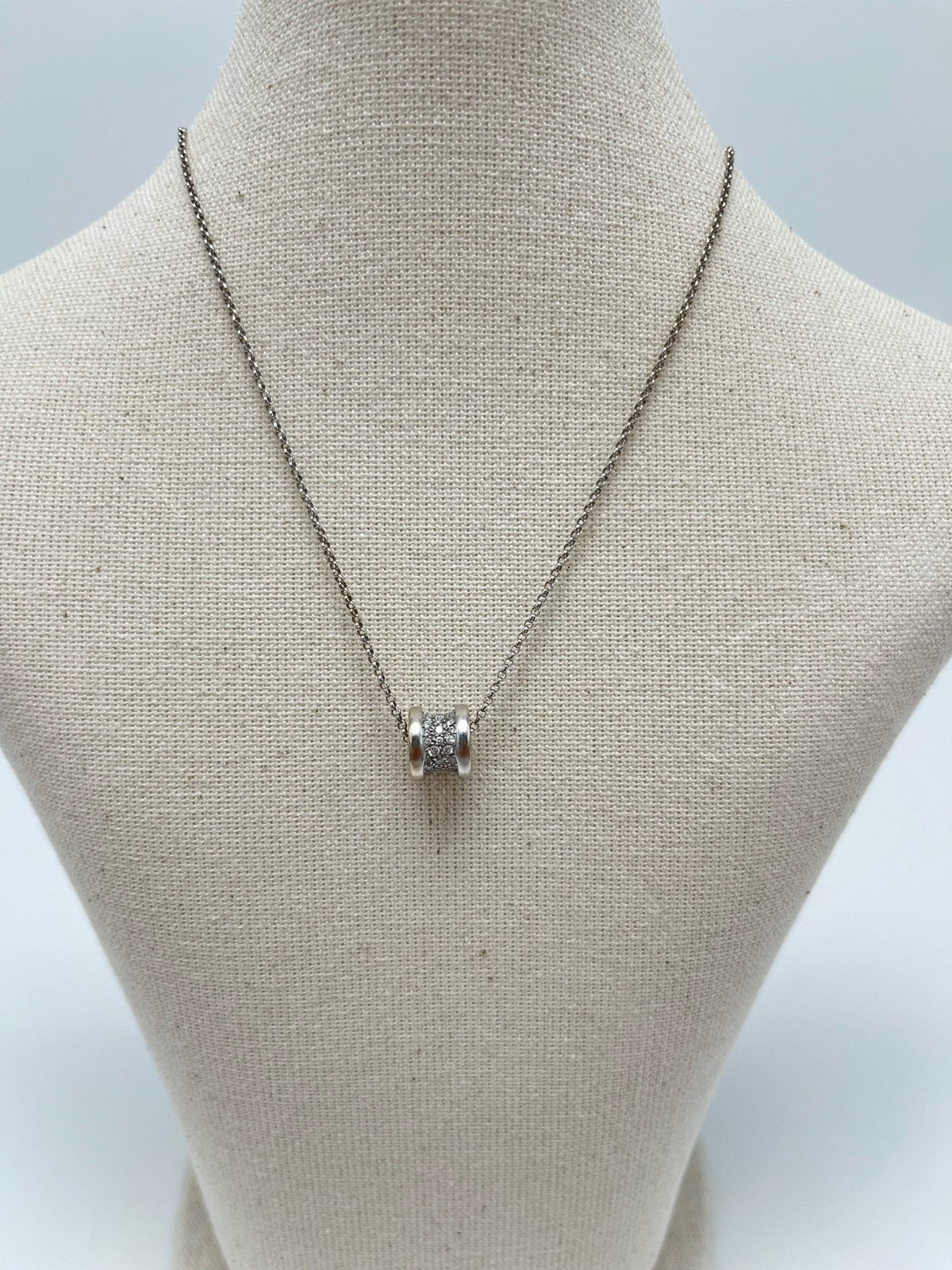 Bulgari - B.zero1 Medium-long - 18k white gold with diamond-set pendant - Silver - (Medium-long)
