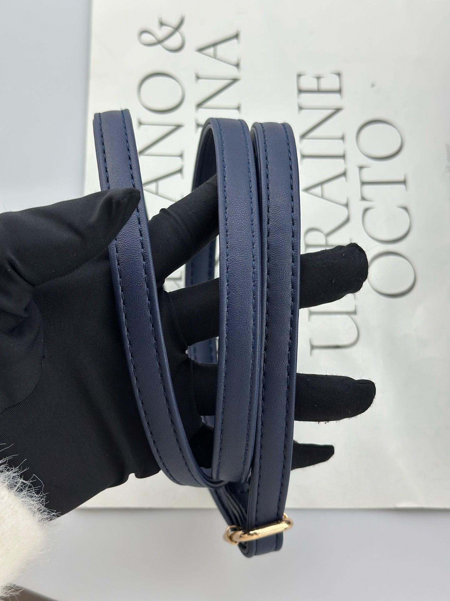 Burberry - Boston - Coated canvas with leather trim - Navy with gold-tone hardware - (small)