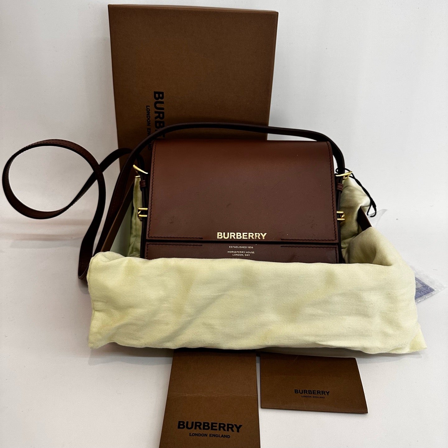 Burberry - Crossbody Bag - Leather - Brown - (Small)