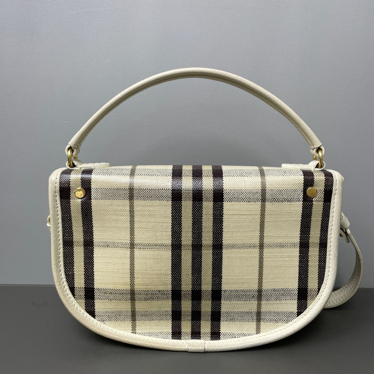 Burberry - Highlands Check Crossbody Bag - Cloth - Beige - (small)