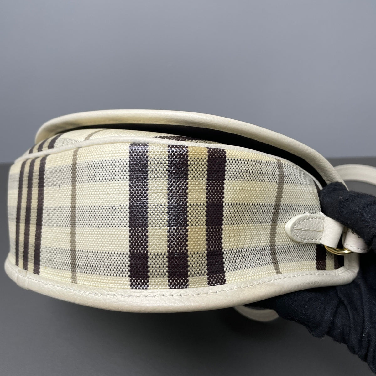 Burberry - Highlands Check Crossbody Bag - Cloth - Beige - (small)