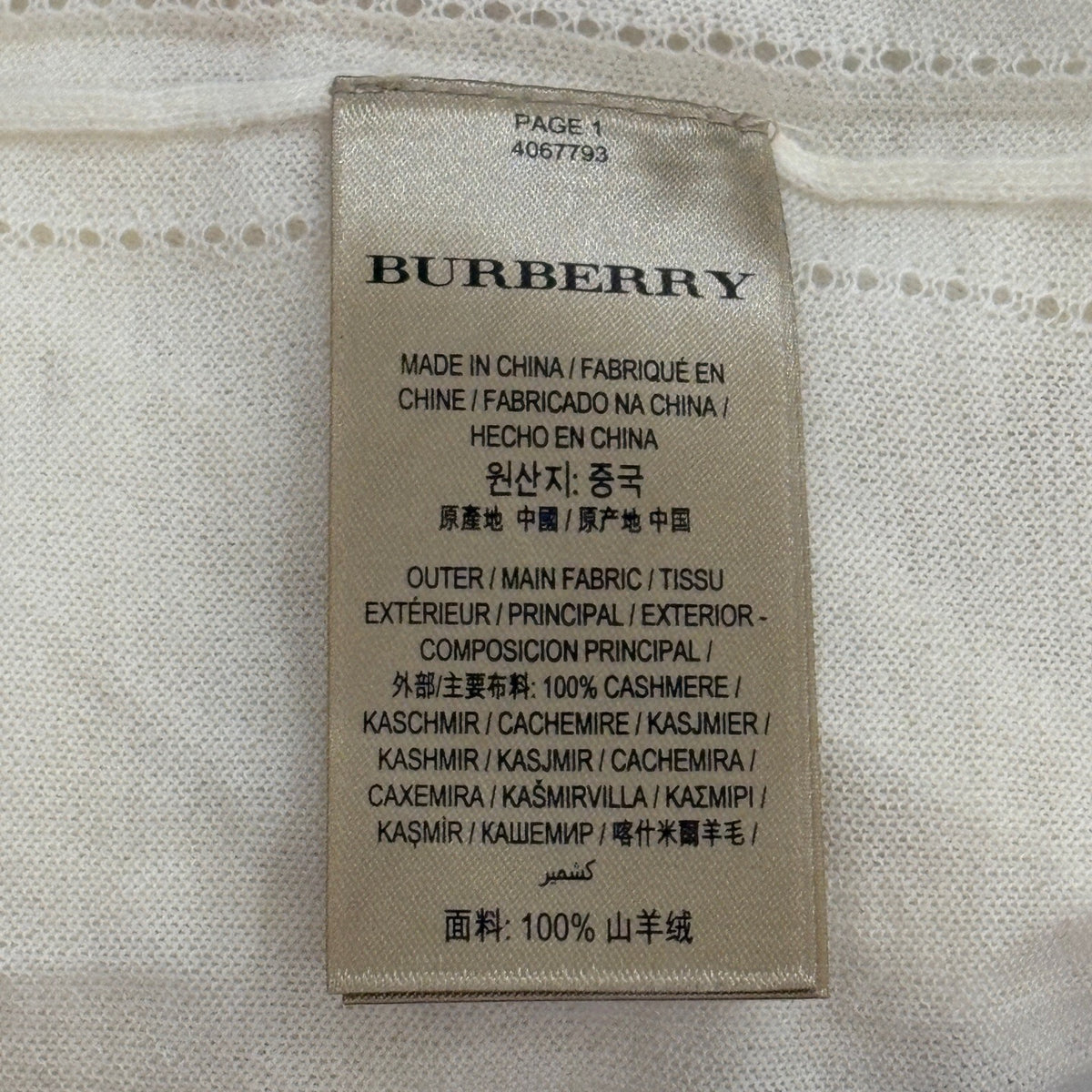 Burberry - Other - Cashmere - White - (S)