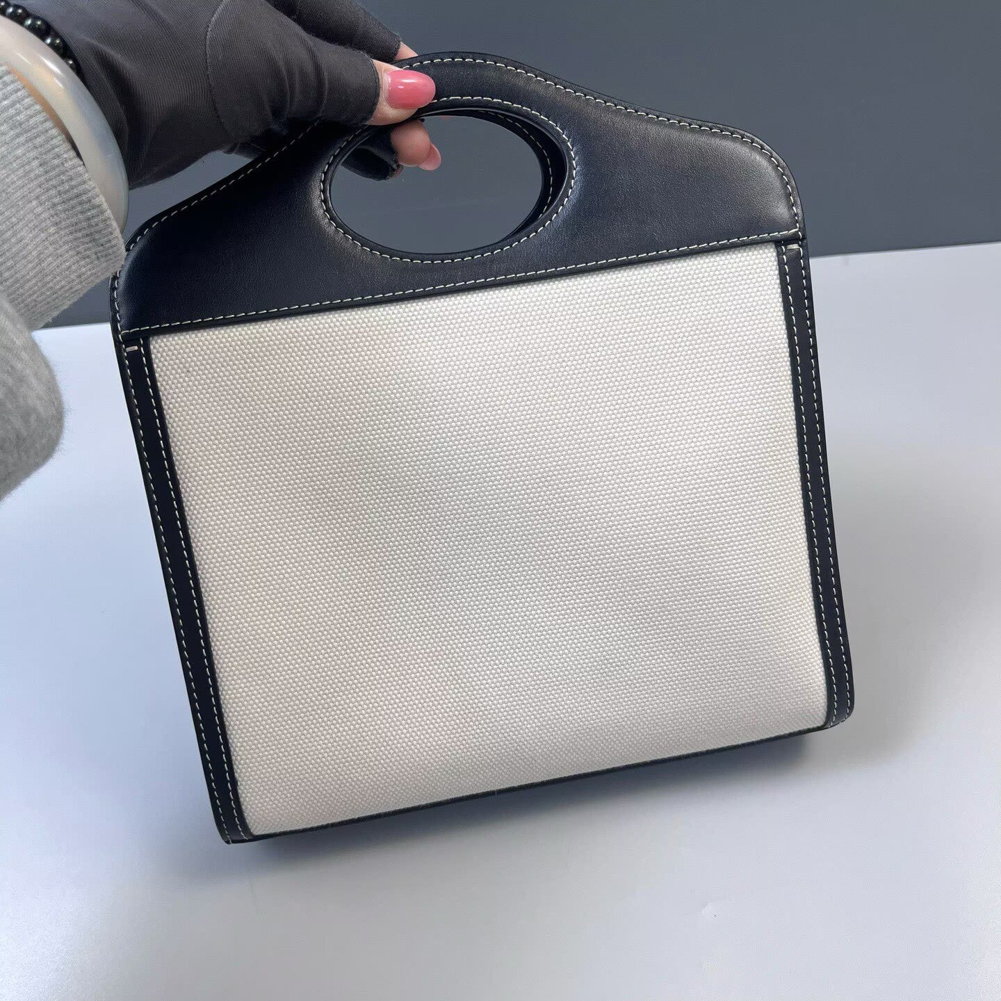 Burberry - Pocket Bag - Canvas and leather - Beige with Black trim and Gold-tone Hardware - (Small)